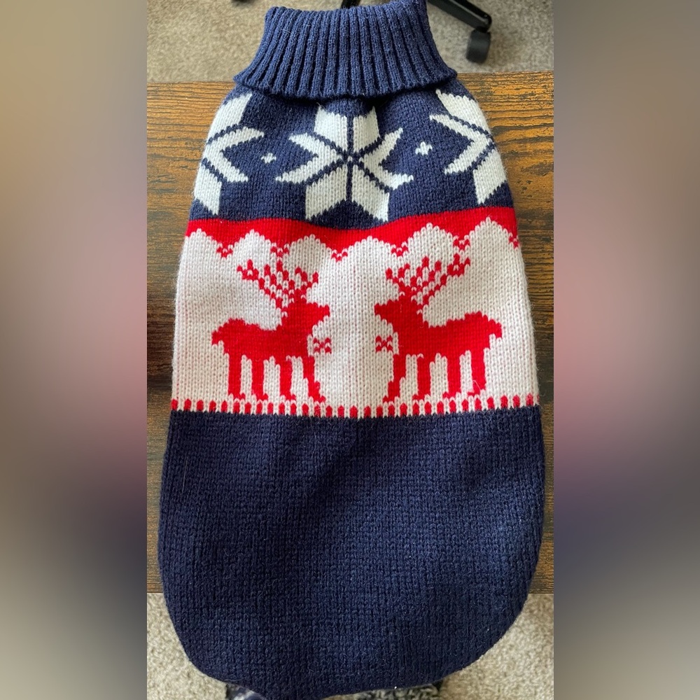 Pet Navy Blue Reindeer Sweater